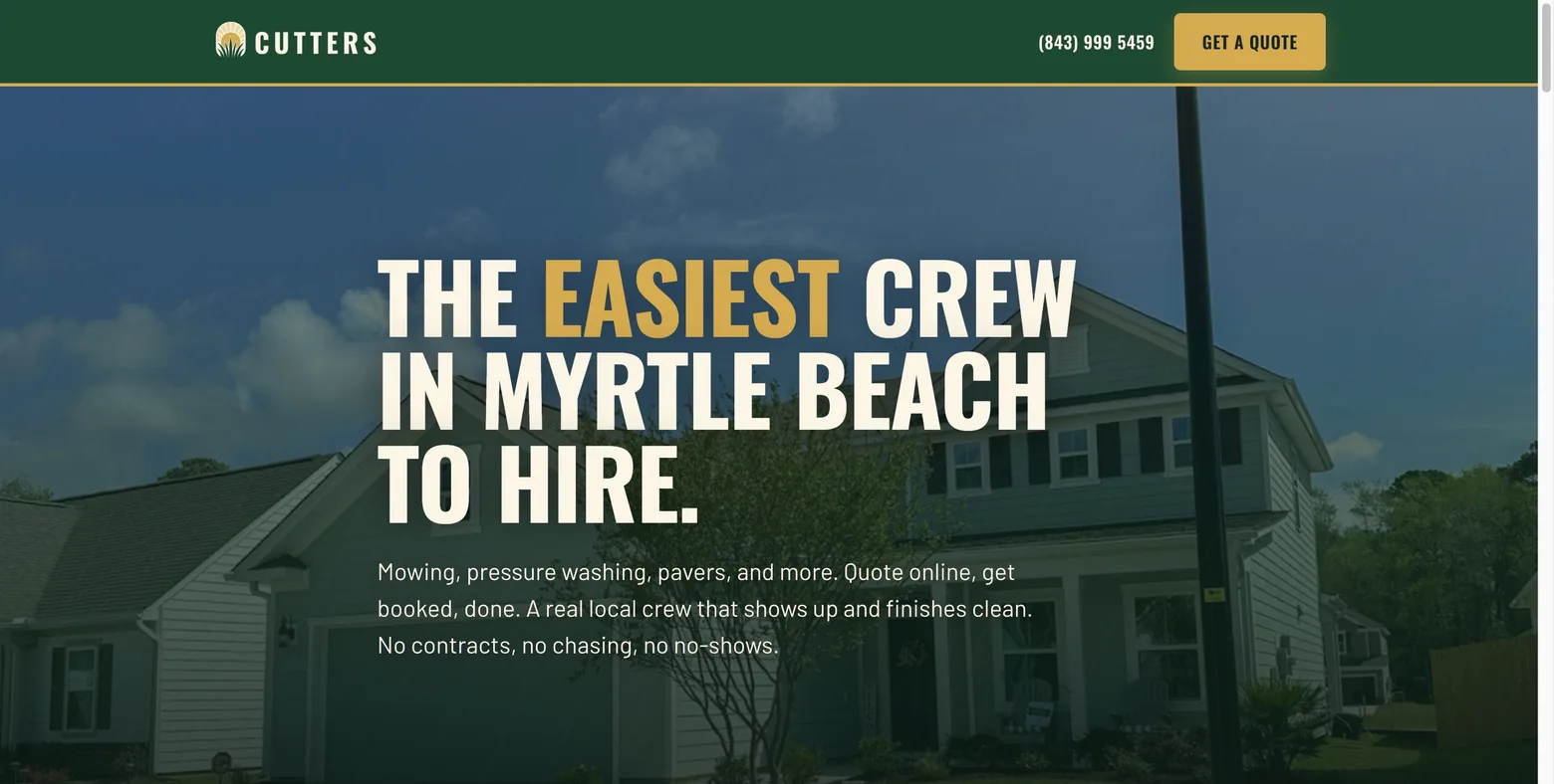The rebuilt Cutters Exterior Services website